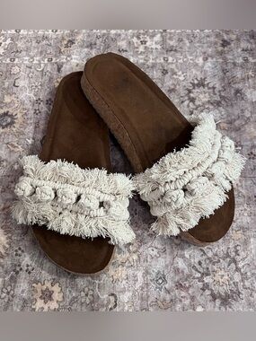 NEW Macrame Fringe Slip On Slide Sandals from Puerto Vallarta Mexico